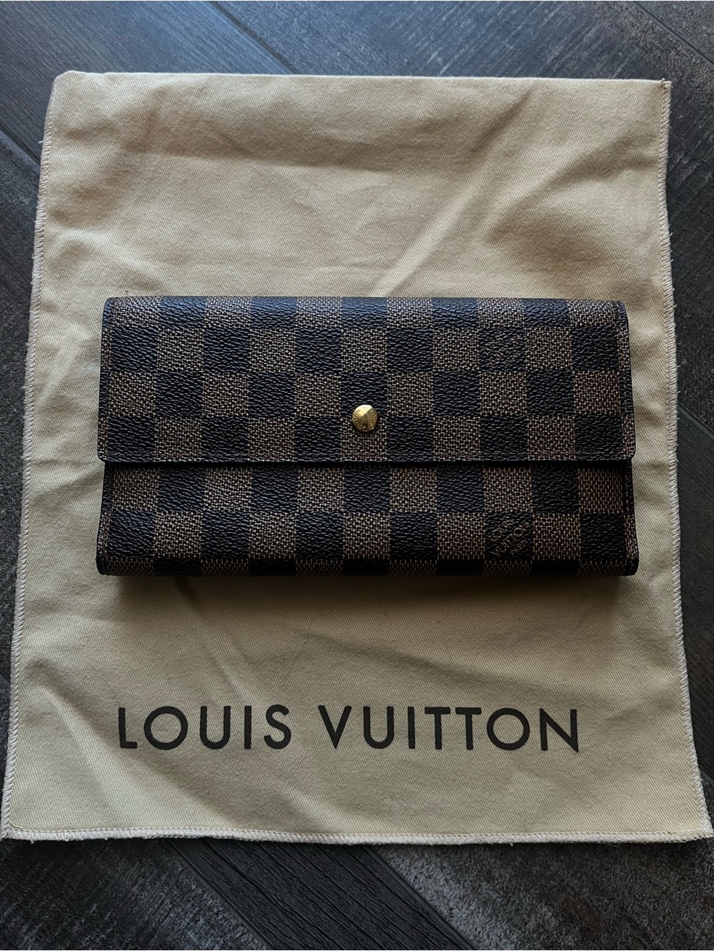 Louis Vuitton Damier Ebene Continental Wallet - Dark Brown/Black